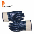 Ddsafety Blue Heavy Duty Nitrile Fully Coated with Safety Cuff Gloves for Construction Ce 4111